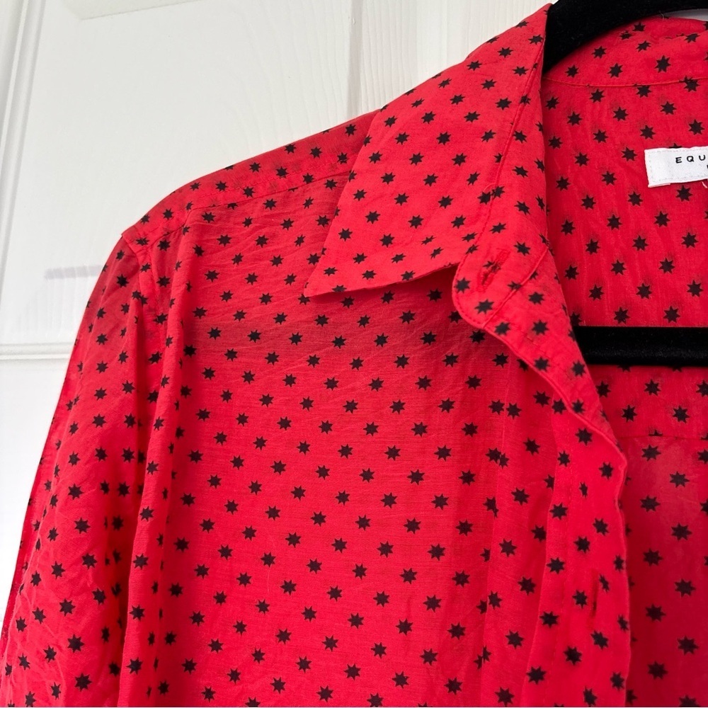 Equipment Red Patterned Button Down Size Small - image 2
